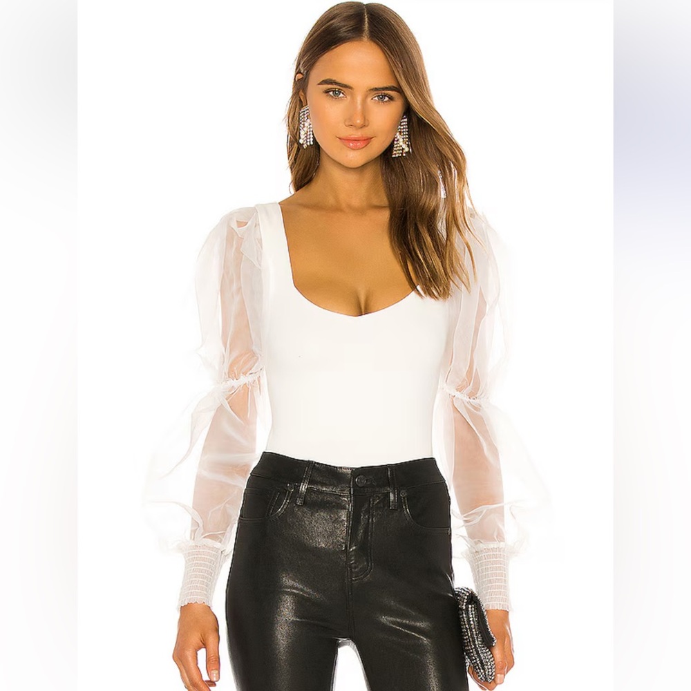 REVOLVE White Sheer Sleeve Blouse